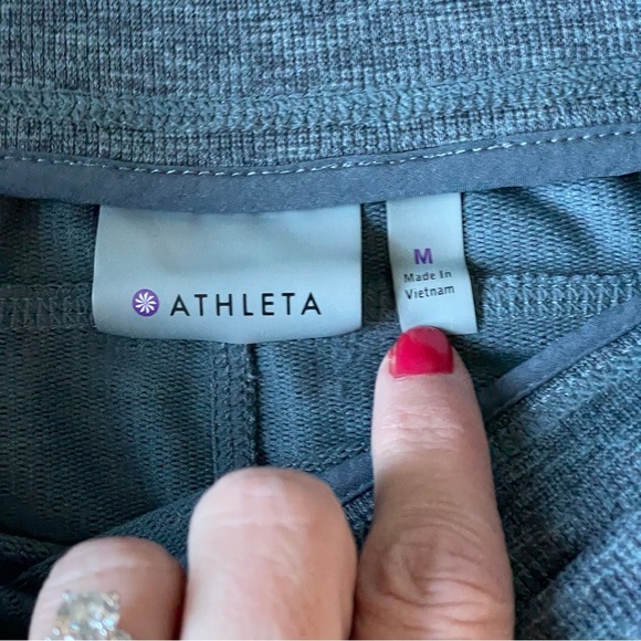 Athleta Techie Terry Space Gray Mini Skirt Size Medium Drawstring Pockets - Picture 6 of 6